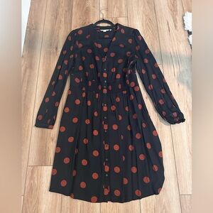 Boden Black Dress with Red Polka Dots